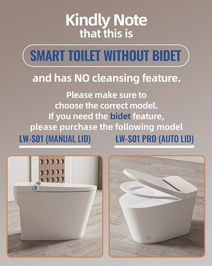 Luoware Smart Toilet Lite without Bidet, One Piece Elongated Modern Toilet