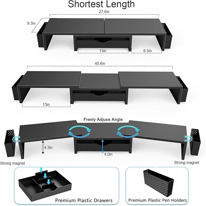 gianotter Dual Monitor Stand Riser, Desk Organizer