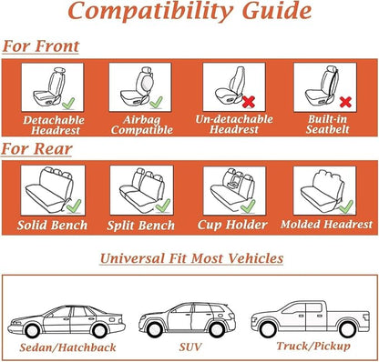 Coverado Car Seat Covers Full Set, Car Seat Protector Waterproof, Nappa Leather Car Seat Cushion, Beige Seat Covers for Cars, Front Seats and Back Universal Fit for Most Cars