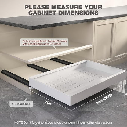 Seinloes 1 Pack Pull Out Cabinet Organizer 21" Deep, Full Extension 3 Slide