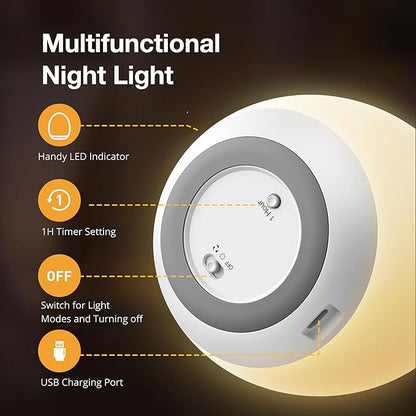 JolyWell Night Light for Kids, Baby Egg Light with 7 Colors Changing Mode & Stepless Dimming, Nursery Night Lamp BPA Free,Rechargeable Egg Night Light for Breastfeeding 1h Timer & Touch Control