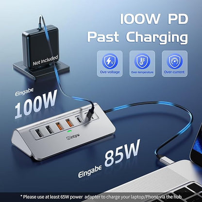 P9R PRO USB C Hub Ethernet, 10Gbps USB C Docking Station 10-in-1