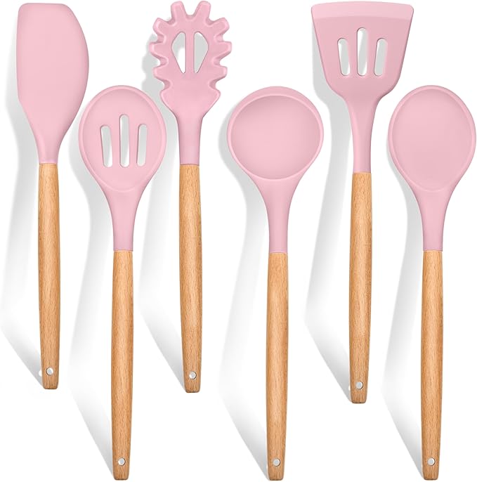 E-far Cooking Utensils Set of 6, Silicone Kitchen Utensils
