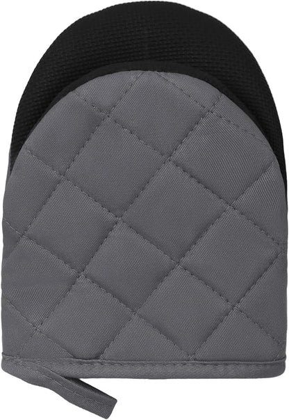 Short Oven Mitts, Heat Resistant 500°F, Silicone Grip Kitchen Gloves, Non-Slip