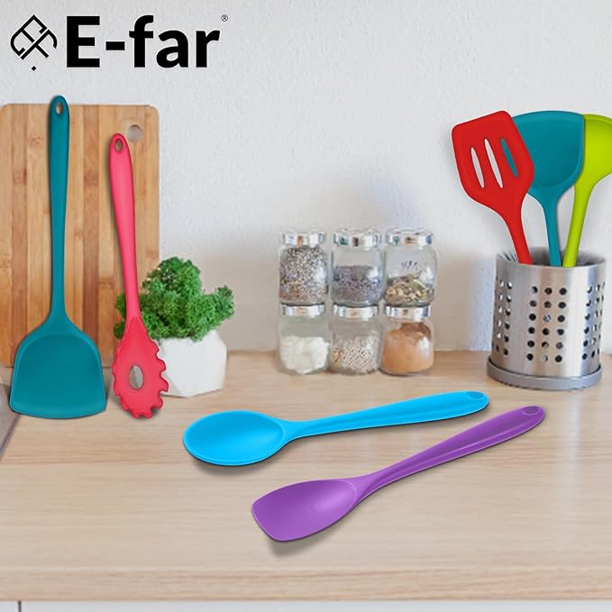 E-far 10 Pcs Silicone Cooking Utensils Set, Heat Resistant Kitchen Utensil Set