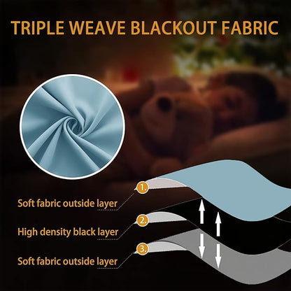 KOUFALL Light Blue Blackout Curtains 90 Inches Long