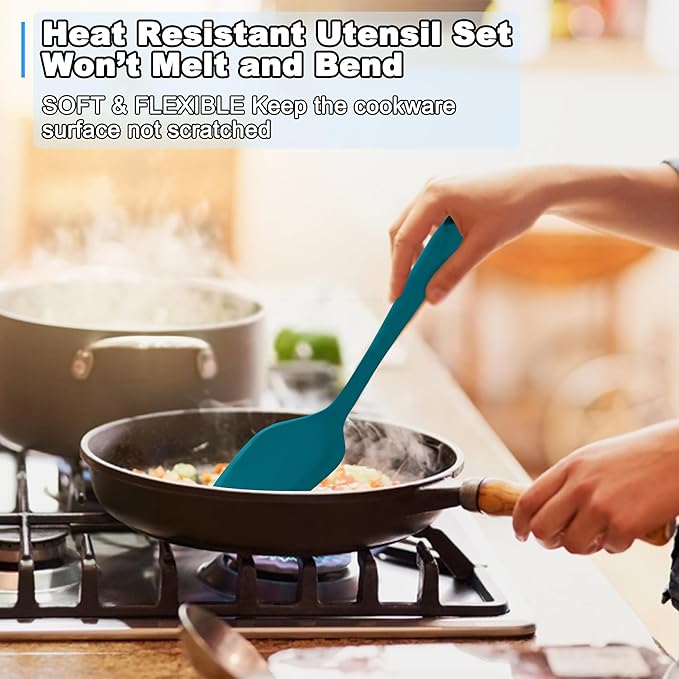 E-far 10 Pcs Silicone Cooking Utensils Set, Heat Resistant Kitchen Utensil Set