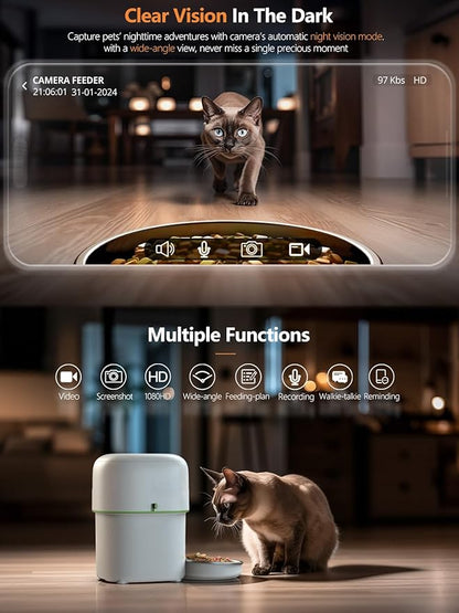 Automatic Cat Feeder with Camera - 5G WiFi Auto Cat Food Dispenser