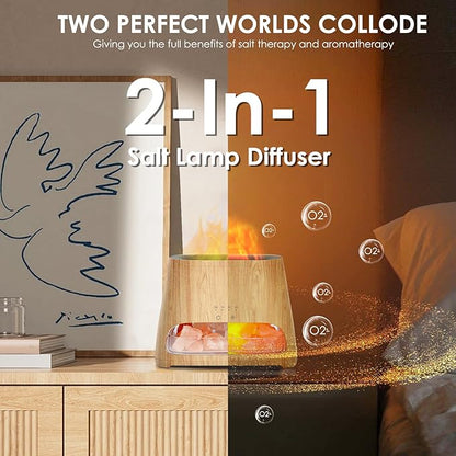 SALKING 2-in-1 Ultrasonic Essential Oil Diffuser & Himalayan Salt Lamp