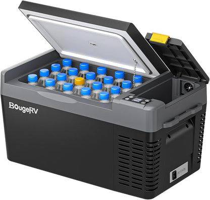 BougeRV 12 Volt Refrigerator, CRPRO 21 Quart 12V Car Fridge, Portable Freezer