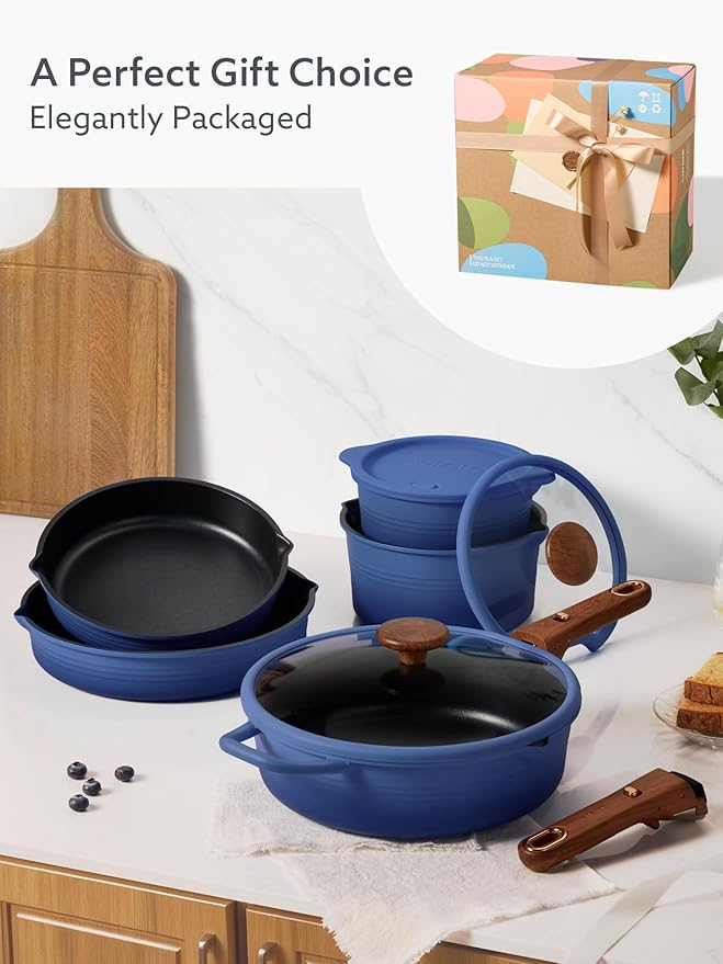 CAROTE 20Pcs Titanium Cookware Set, Pots and Pans Set Non Stick, Kitchen