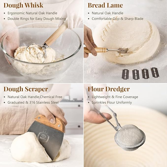 Sourdough Starter Kit, Banneton Bread Proofing Baskets Set, Sourdough Bread