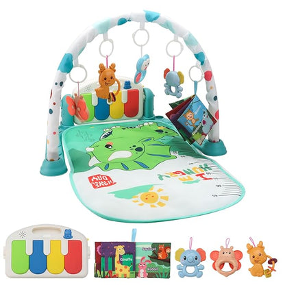 BOMPOW Baby Play Gym Mat, Play Activity Mat with Music and Lights, Piano Gym, Early Development Baby Gift for Babies Newborn Tummy Time Play Mat