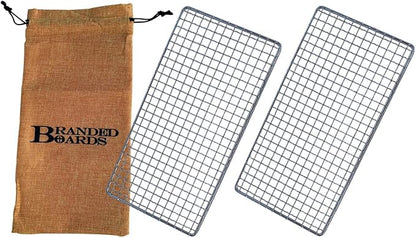Portable Bushcraft Stainless BBQ Cooking Grill Grate, Bamboo Cutting Board, Burlap Bag, Mini Knife, Fire Starter Kits. Camping, Campfires, Backpacking, Hunting & Fishing Gear