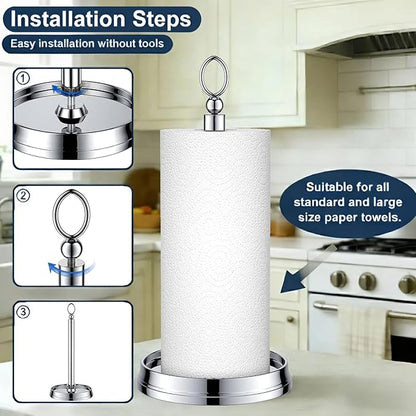 KASUNTO Paper Towel Holder Steel Paper Holder countertop，Black Paper Towel