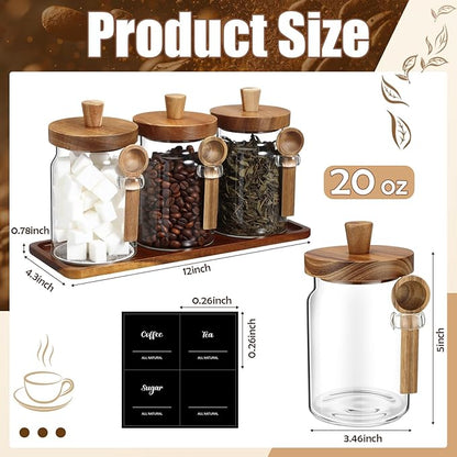 Suclain 3 Pcs Glass Coffee Container