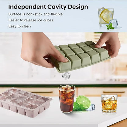Silicone Ice Cube Tray 2 Pack, HANCELANT Ice Cube Mold, Ice Trays