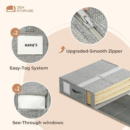 8Pack Sheet Organizers and Storage - King/Queen Size Sheet Storage Organizer with Window, Foldable & Dustproof Sheet Organizer for Linen Closet for Summer Blankets & Sheet Sets,Grey