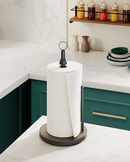 OROPY One-Hand Tear Paper Towel Holder Countertop, Farmhouse Wood Paper Towel