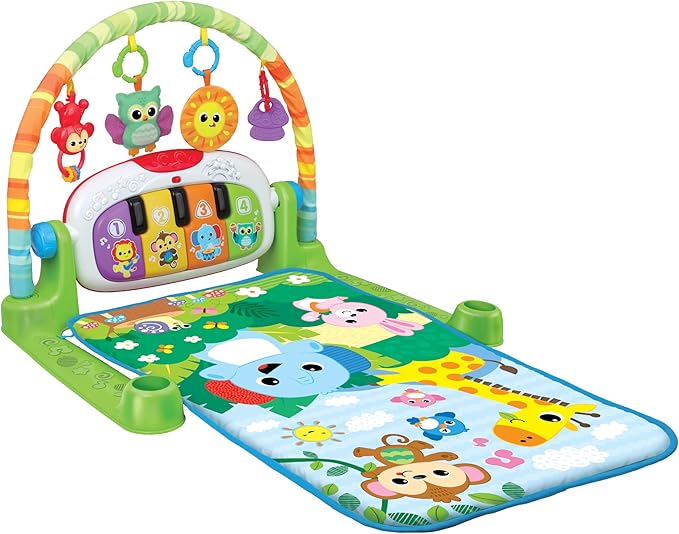 winfun Jungle Pals Kick N Play Musical Mat for Babies 0+ | Tummy Time & Lay Play Modes | Light-Up Piano, Detachable Toys, Rattles | Sensory Development Baby Playmat | CPS Stage 1 | Gift Idea