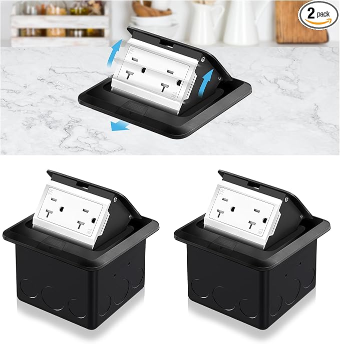Vagueior Recessed Floor Electrical Outlet Kit, Waterproof Electrical Outlet