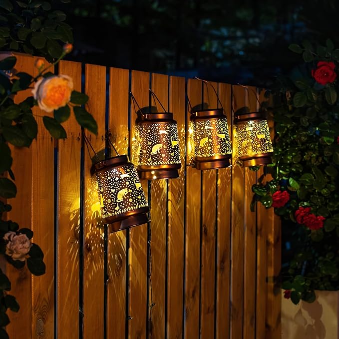 2 Pack Cat Solar Lanterns Outdoor Waterproof Hanging Solar Lights Cat Gifts for Women Men Metal Decorative LED Cat Lanterns for Garden Decor,Yard,Patio,Lawn,Tabletop,Pathway,Landscape