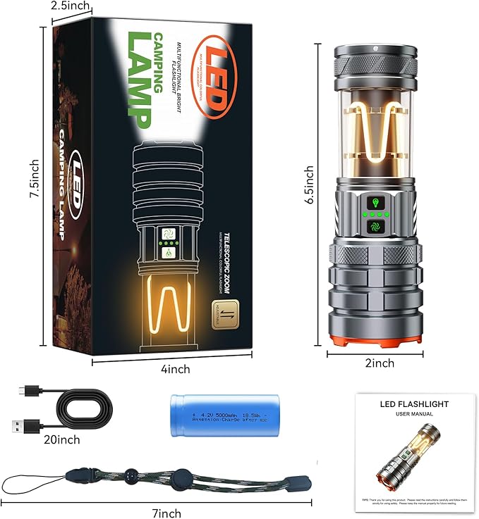 LED Flashlights High Lumens Rechargeable, 90000 High Lumens Super Bright Flashlight Camping with 11 Modes & Waterproof, Powerful Handheld Flashlight for Camping Emergencies, Outdoor, Hiking, Working