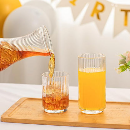 INSETLAN 1 Liter Ribbed Glass Carafe