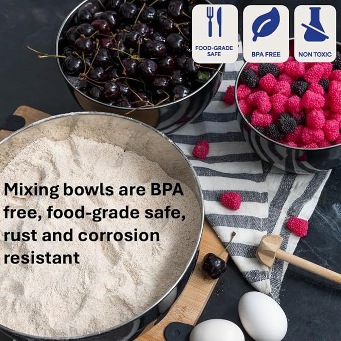 WHYSKO Stainless Steel Mixing Bowls Set of 3