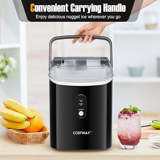 COSTWAY Nugget Countertop Ice Maker, Ready in 6 Mins, 34 lbs/24H, Ice Machine
