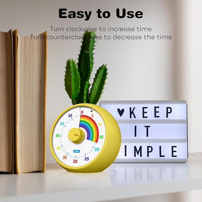 Visual Timer for Kids, 60-Minute Countdown Timer for Classroom Office Kitchen