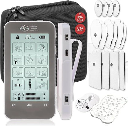Massage Therapy Concepts Deluxe TENS Unit Muscle Stimulator & Accessories