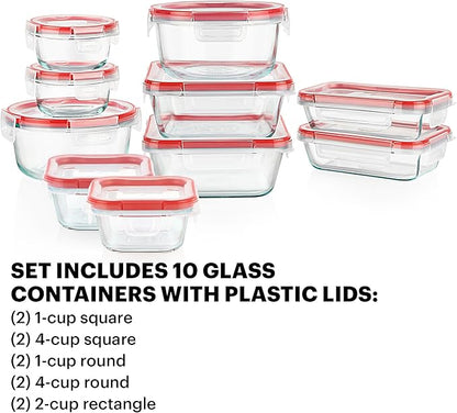 Pyrex Freshlock Mixed Sized Airtight Glass Food Storage Container Set, Non Toxic
