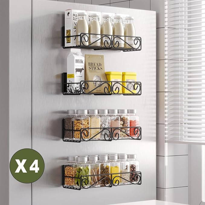 4 Pack Magnetic Spice Rack for Refrigerator