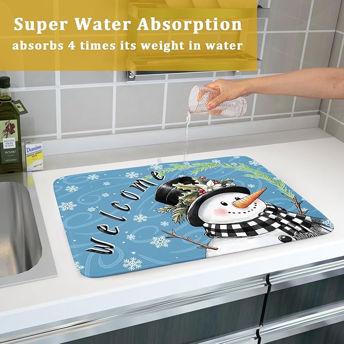 Christmas Snowman Dish Drying Mat