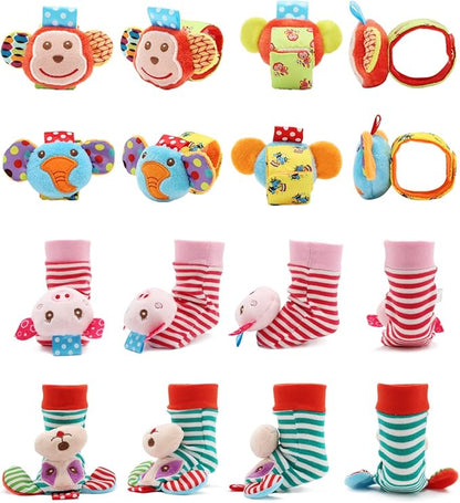 Wrist Rattles Foot Finder Rattle Sock Baby Toy, Rattle Toy, Arm Hand Bracelet Rattle, Feet Leg Ankle Socks, Activity Rattle Present Gift for Newborn Infant Babies Boy Girl Bebe (5 pcs-I)