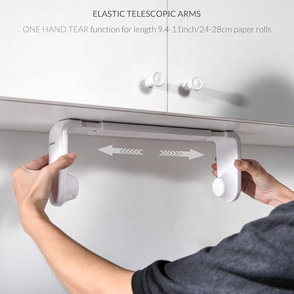 simpletome Paper Towel Holder ONE Hand Tear Adaptive Tension Arm Adjustable