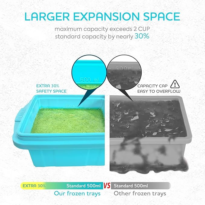Silicone Freezer Tray With Lid-Soup Freezer Container molds-Large Ice Cube Tray