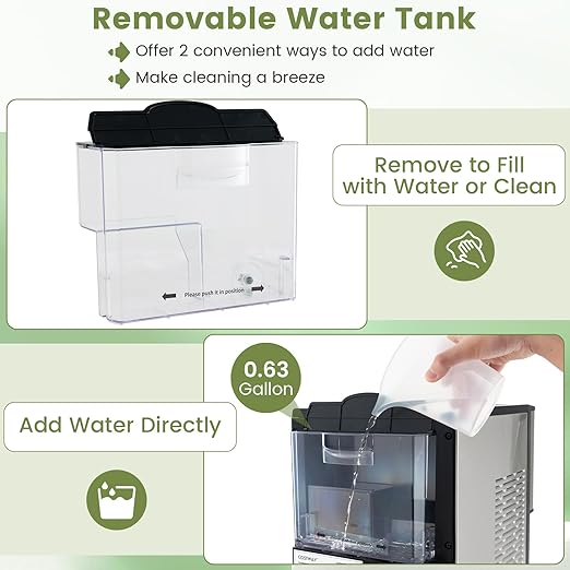 COSTWAY Self Dispensing Nugget Ice Maker Countertop, 56 Lbs/24H Soft Chewable