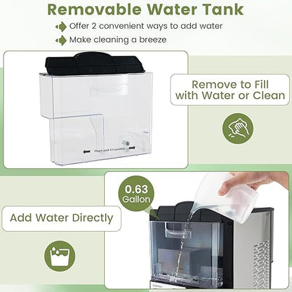 COSTWAY Self Dispensing Nugget Ice Maker Countertop, 56 Lbs/24H Soft Chewable