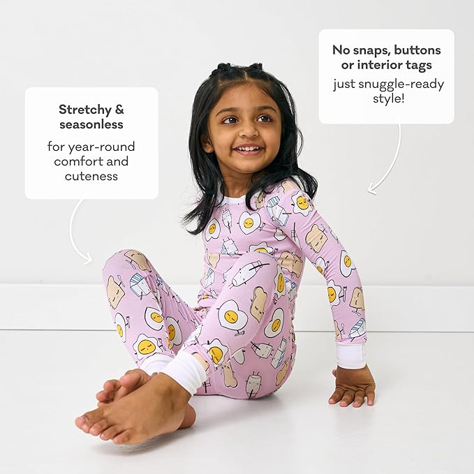 Little Sleepies Two-Piece Pajama Set for Boys & Girls, Soft Viscose from Bamboo Toddler Pajamas for Kids, Family Matching PJs