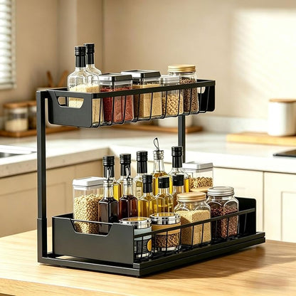 Ceetug Under Kitchen Sink Organizers and Storage Pull Out 2 Tier Metal Bathroom