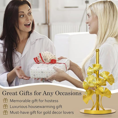 Vintage Gold Ginkgo Paper Towel Holder Countertop