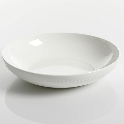 Gibson Elite Embossed Bone China 16-Piece Double Bowl Dinnerware Set, Service for 4 – White Elegant Plates and Bowls
