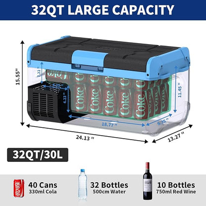 30L Car Refrigerator Freezer, 32QT Single Zone Portable Fridge