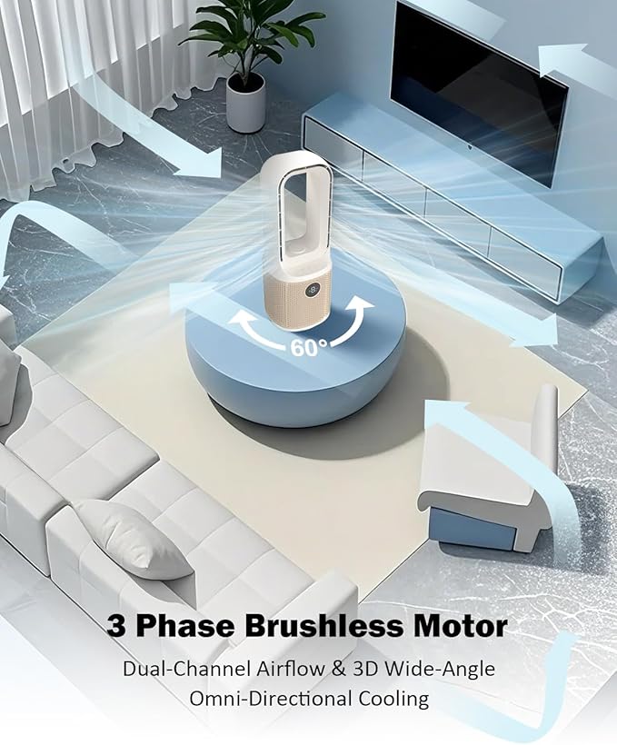 MEIIS Desk Fan, Small Quiet Bladeless Fan