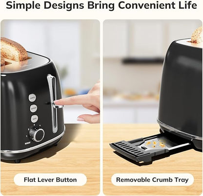 2 Slice Retro Stainless Steel Toaster