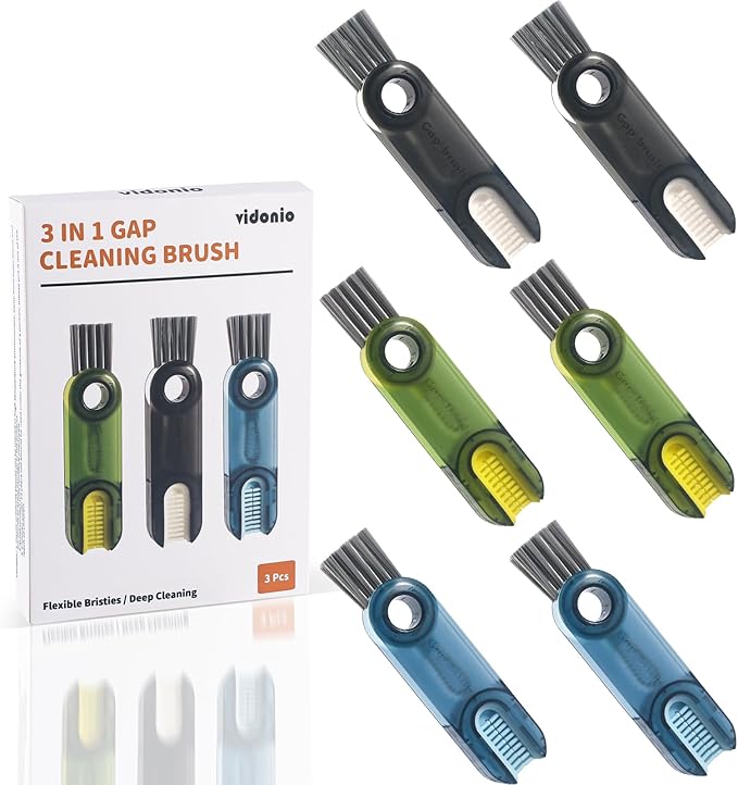 3 in 1 Cup Lid Gap Cleaning Brush Set, Mutipurpose Tiny Silicone Cup Holder