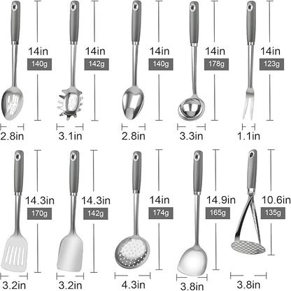 10 Piece Stainless Steel Cooking Utensils Set