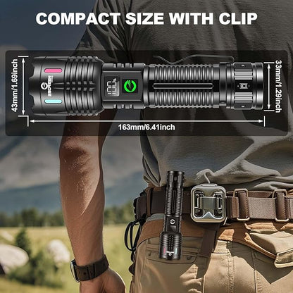 Esgreen Rechargeable Flashlights High Lumens 2000 Single 2 Modes, Super Bright LED Flashlight USB C Long Distance 3280ft, Powerful Long Lasting 10H Heavy Duty Strong Flash Light for Camping Hiking